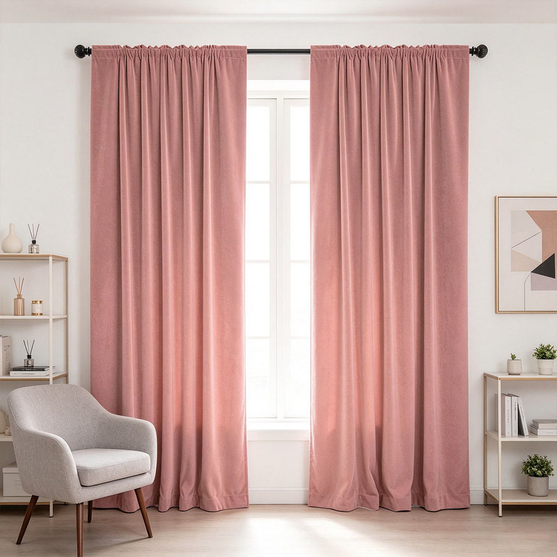 Curtain Rods - 2 buah Tirai dengan Lapisan Beludru,